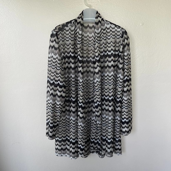 Susan Graver Zig Zag Open Knit semi sheer cardigan size 1X - Picture 11 of 11
